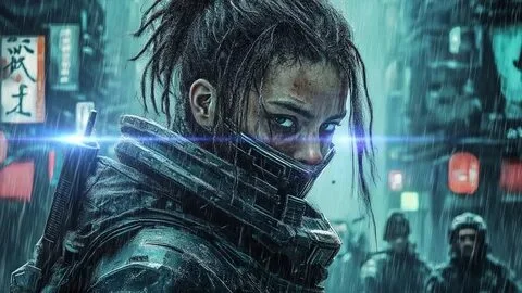 Cyberpunk action game poster